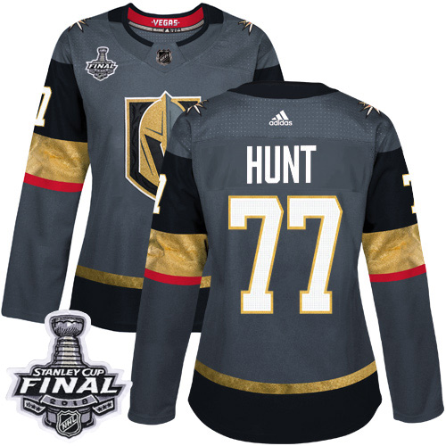 Adidas Golden Knights #77 Brad Hunt Grey Home Authentic 2018 Stanley Cup Final Women's Stitched NHL Jersey